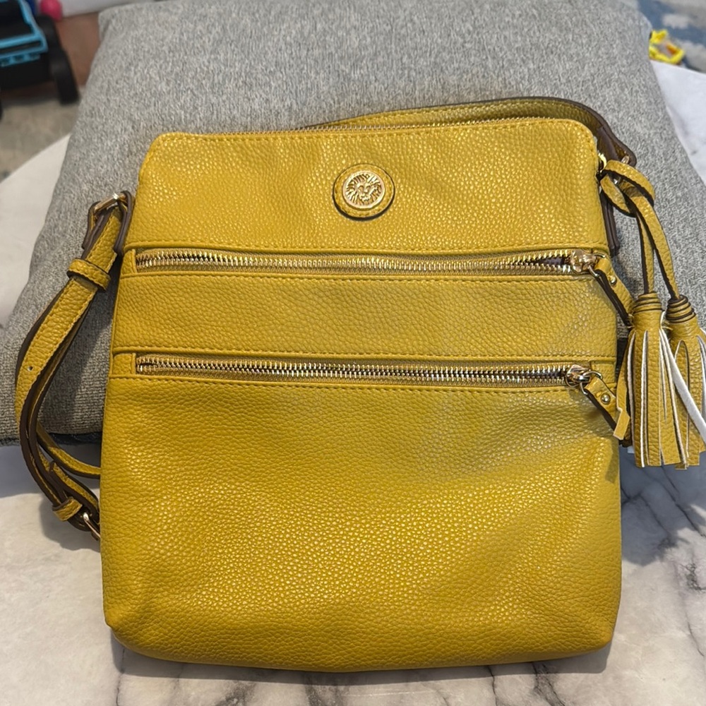 Vibrant Yellow Textured Leather Crossbody Bag